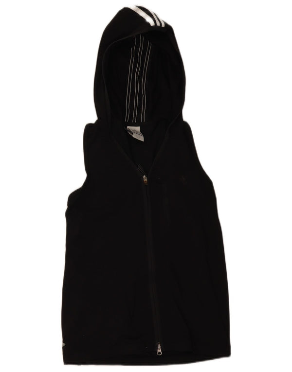 Adidas Womens Hooded Sleeveless Tracksuit Top UK 6 XS Black Striped