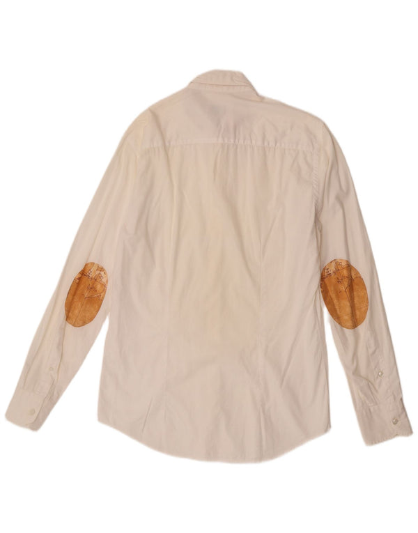 ALVIERO MARTINI Mens Shirt Medium White Colourblock