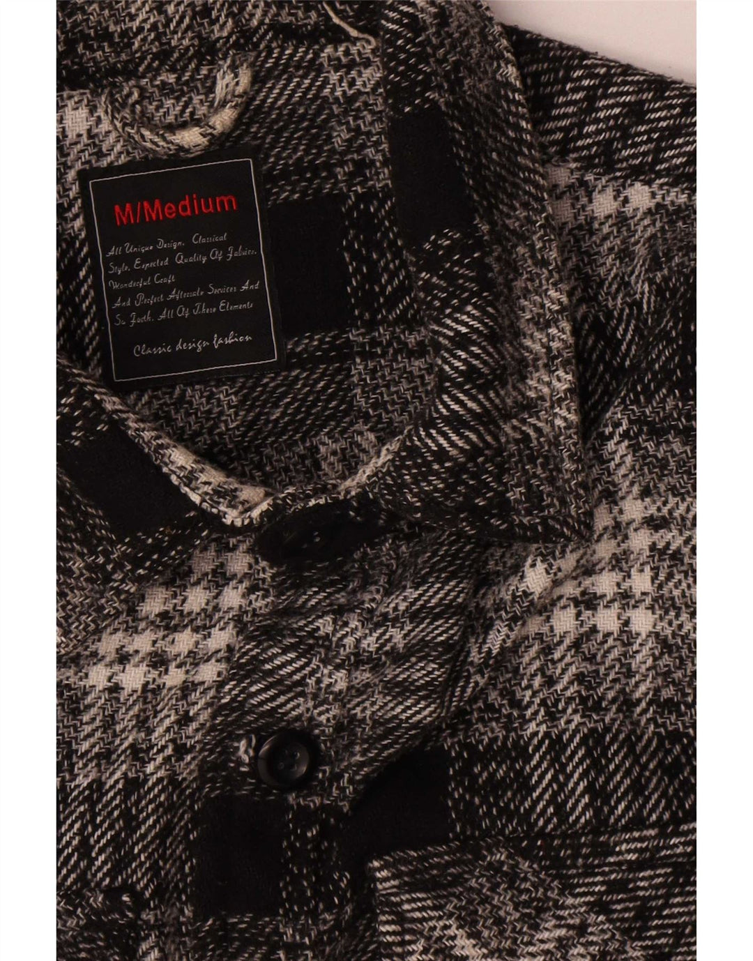 Vintage Mens Overshirt Flannel Shirt Medium Black Check Cotton