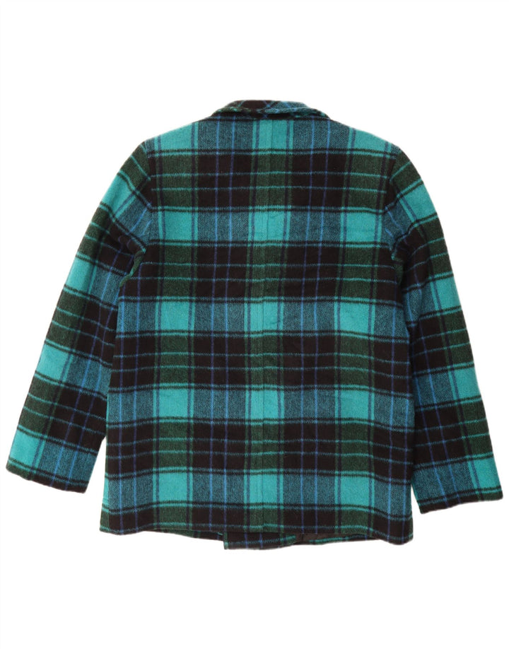 Vintage Mens Double Breasted Blazer Jacket UK 44 2XL Blue Plaid Wool