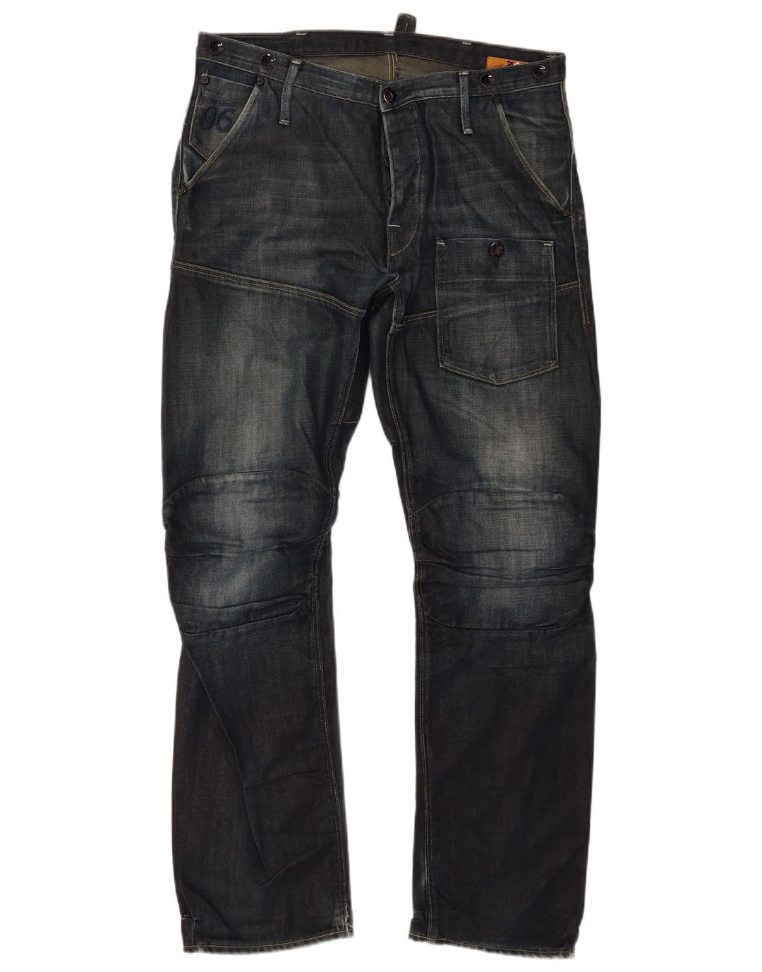 G-Star Mens Cargo Straight Jeans W33 L32 Navy Blue Cotton