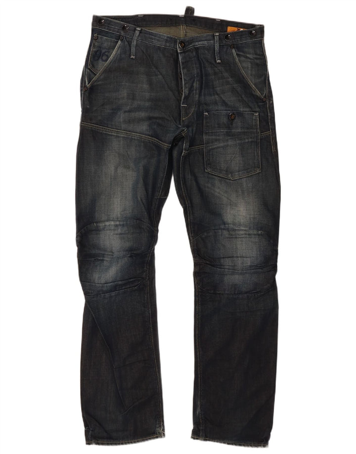 G-Star Mens Cargo Straight Jeans W33 L32 Navy Blue Cotton