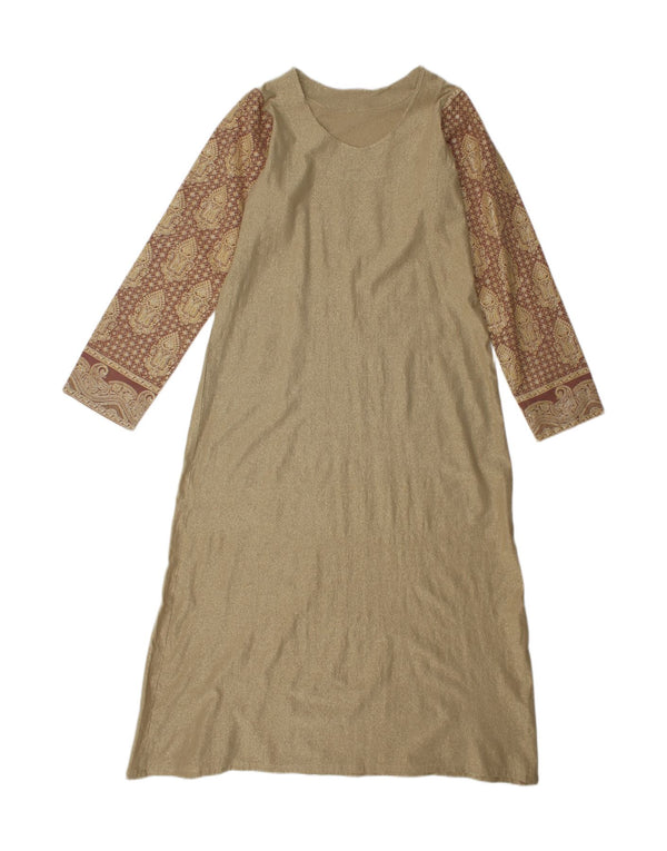Vintage Womens Maxi Dress UK 14 Large Gold Paisley