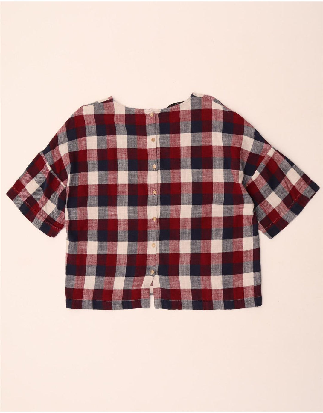 Zara Womens Short Sleeve Shirt Blouse UK 16 Large Multicoloured Check