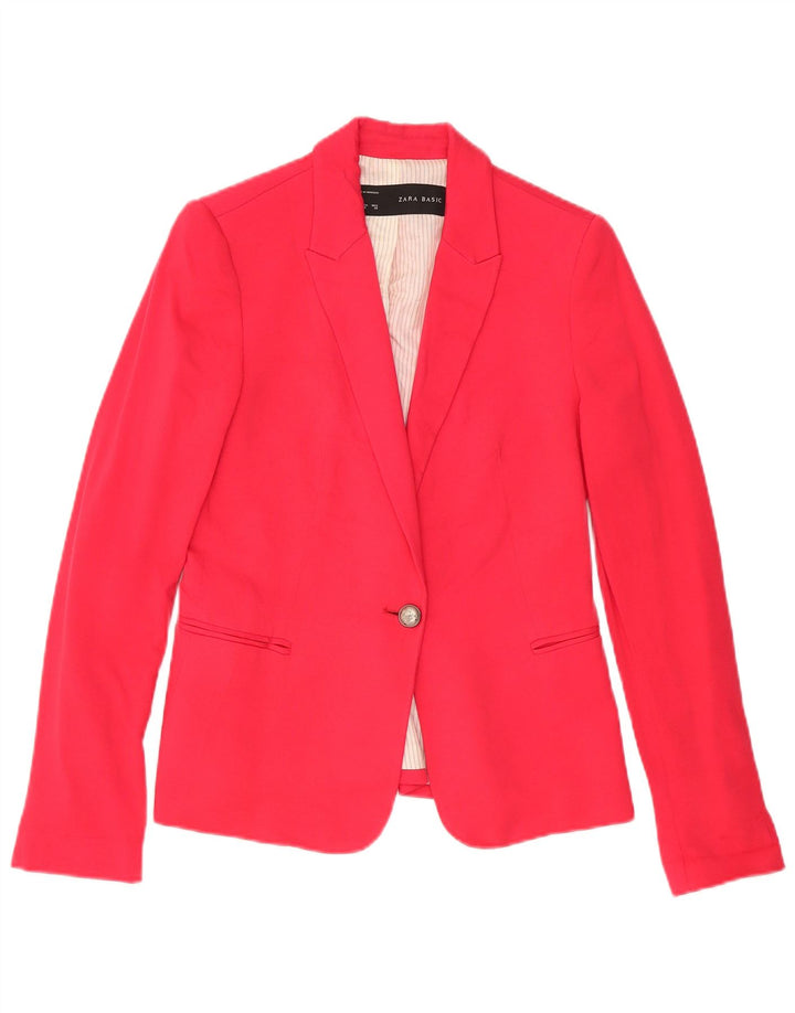 Zara Womens 1 Button Blazer Jacket UK 12 Medium Pink Viscose