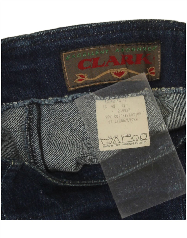 CLARK Womens Denim Skirt IT 42 Medium W28  Navy Blue Cotton Vintage CLARK and Second-Hand CLARK from Messina Hembry 