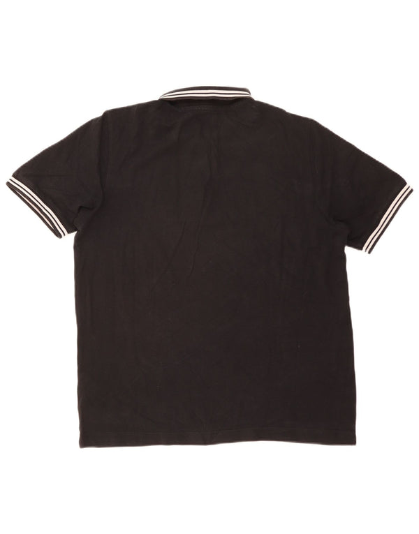 Kappa Mens Polo Shirt Medium Black Striped Cotton