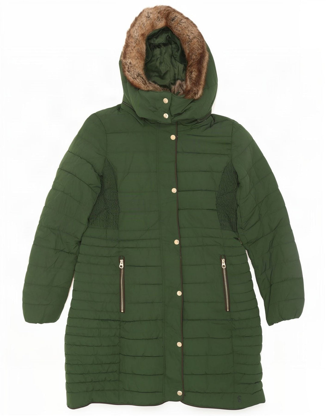 Joules Womens Hooded Padded Coat UK 12 Medium Green Polyester