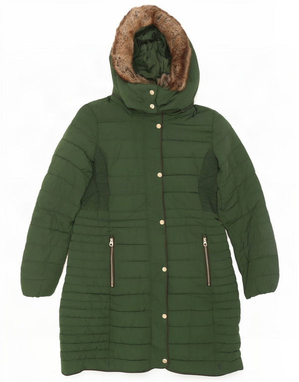 Joules Womens Hooded Padded Coat UK 12 Medium Green Polyester