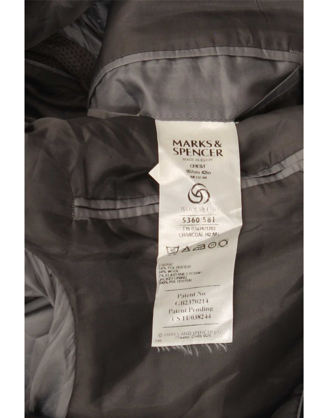 Marks & Spencer Mens 3 Button Blazer Jacket UK 42 Large Grey Polyester