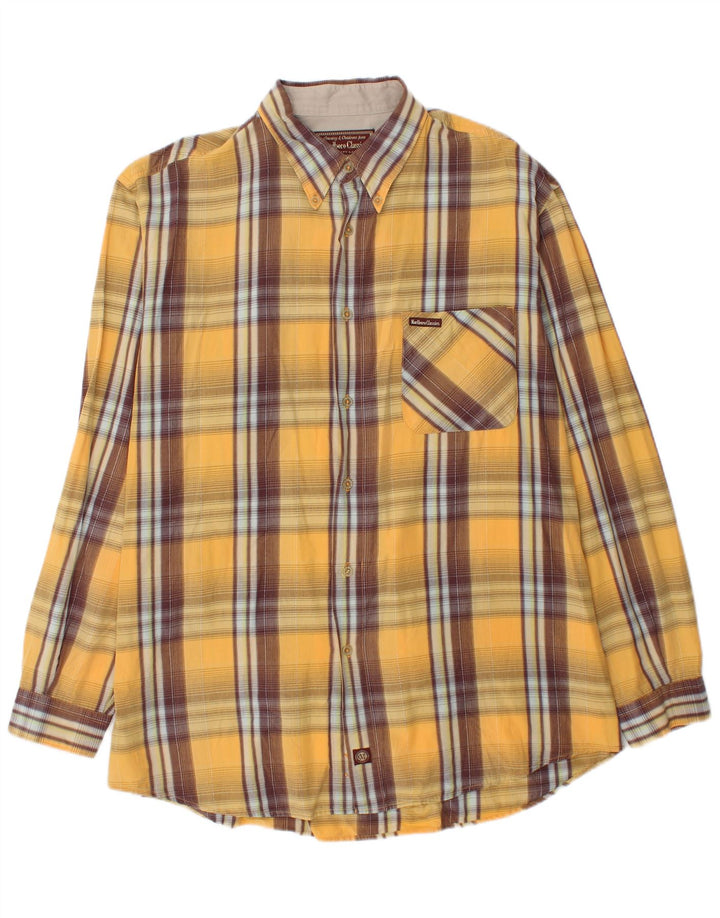 Marlboro Classics Mens Shirt 2XL Yellow Check Cotton