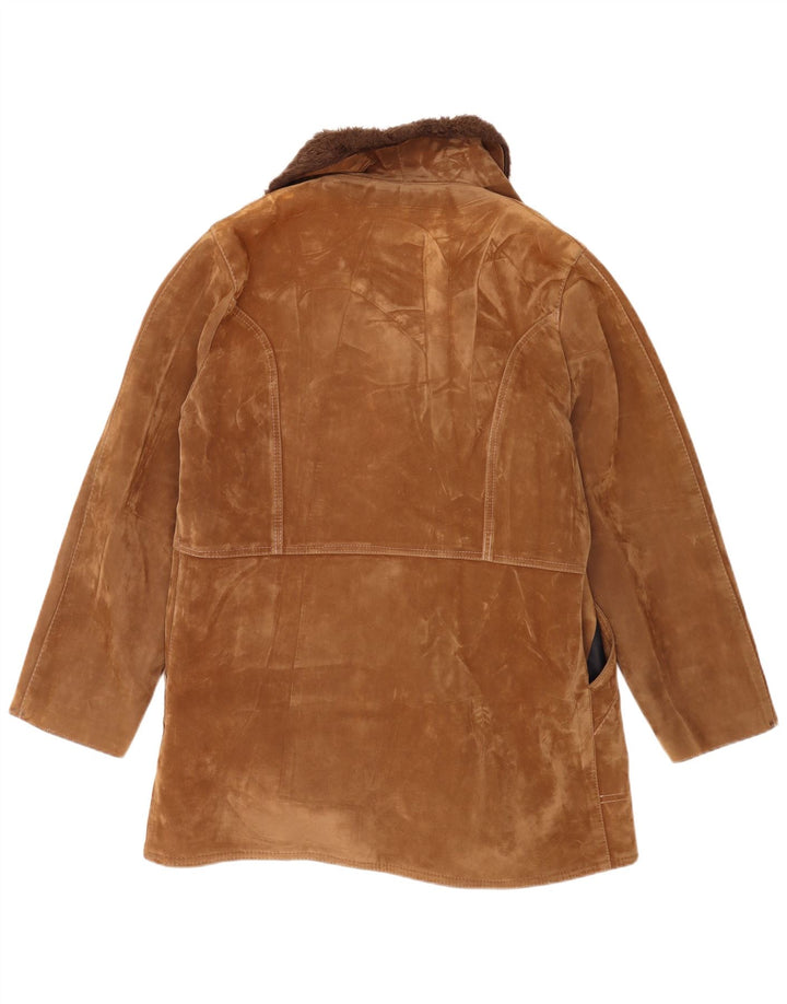 Vintage Mens Double Breasted Shearling Jacket UK 38 Medium Brown