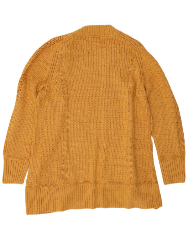 Fat Face Womens Longline Open Cardigan Sweater UK 12 Medium Yellow Viscose