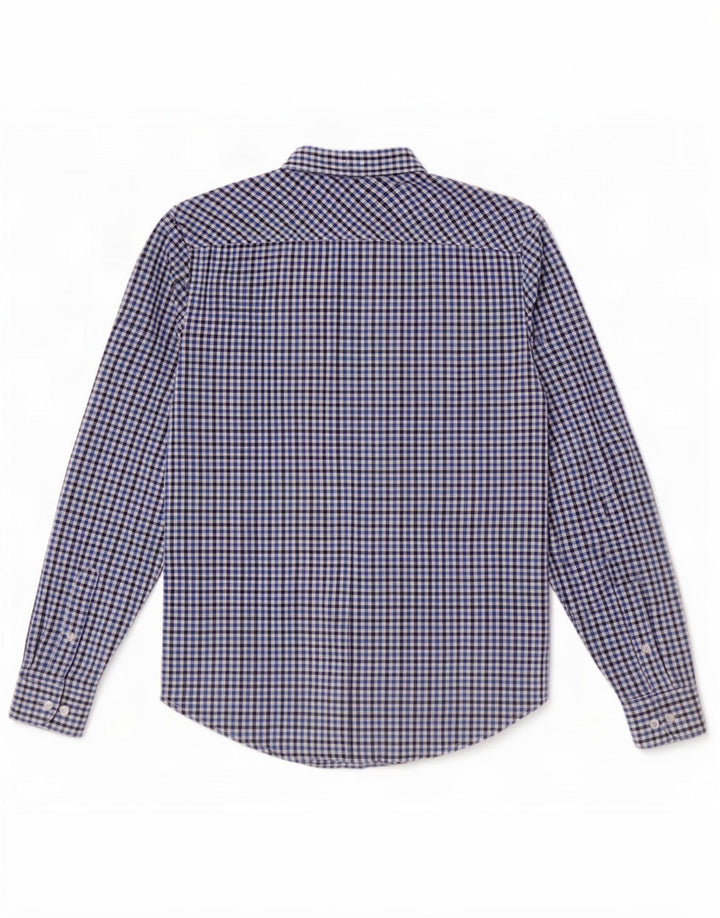 Ben Sherman Mens Shirt Small Navy Blue Gingham Cotton