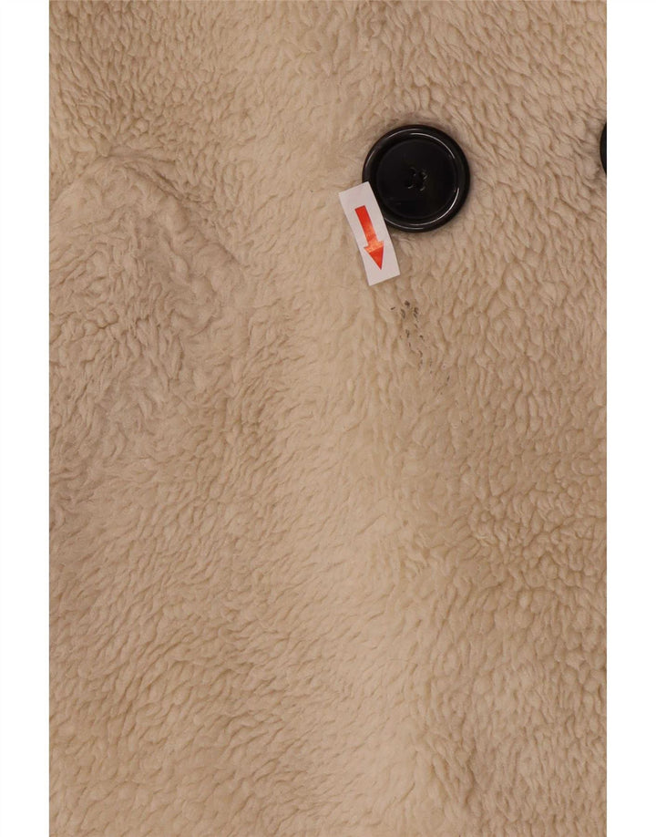 Zara Womens Teddy Bear Double Breasted Coat UK 14 Medium Off White