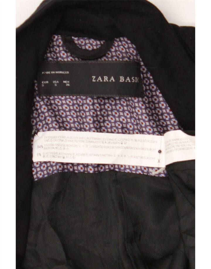 Zara Womens 1 Button Blazer Jacket UK 10 Small Black Viscose