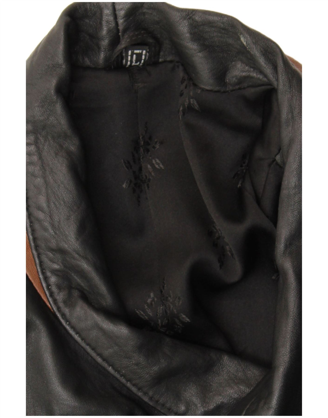 VINTAGE Mens Leather Coat UK 40 Large Black Colourblock