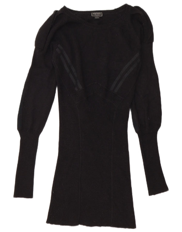 Diesel Womens Jumper Dress UK 16 Large Black Striped
