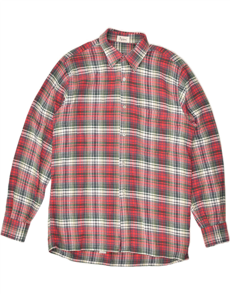 INGRAM Mens Shirt Size 15 39 Medium Red Plaid Cotton | Vintage Ingram | Thrift | Second-Hand Ingram | Used Clothing | Messina Hembry 