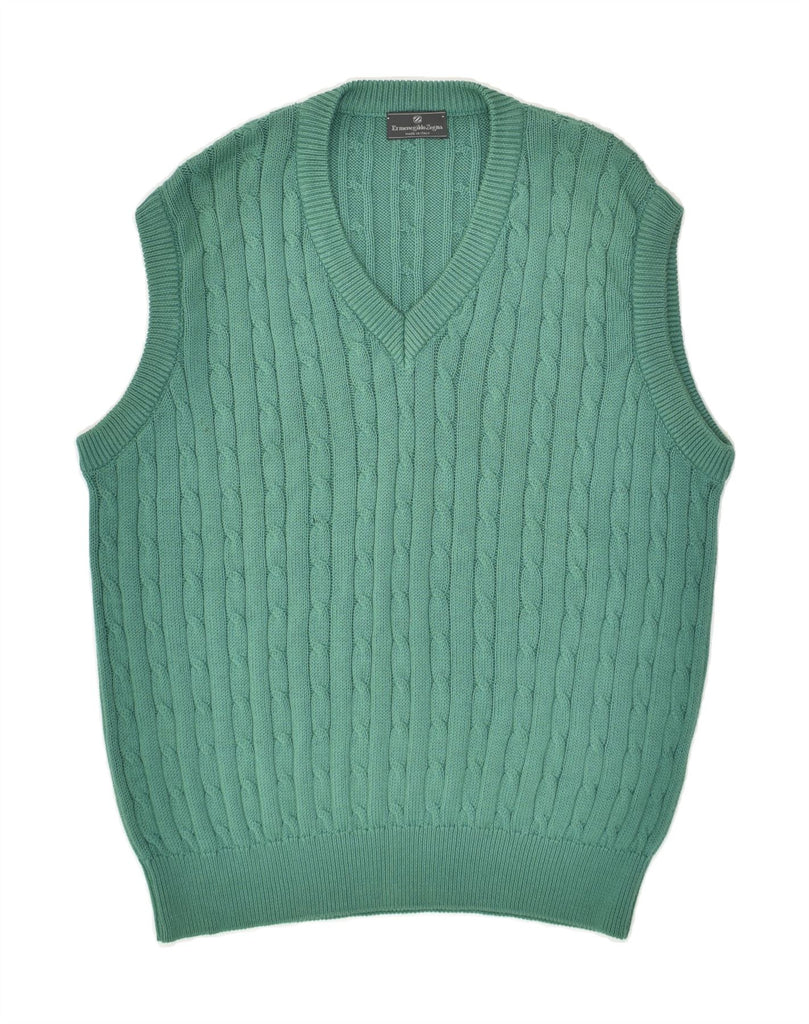 ERMENEGILDO ZEGNA Mens Vest Tank Top Large Green | Vintage Ermenegildo Zegna | Thrift | Second-Hand Ermenegildo Zegna | Used Clothing | Messina Hembry 