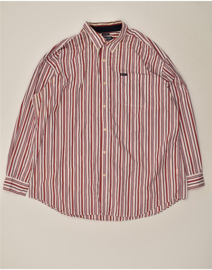 CHAPS Mens Shirt 3XL Red Striped Cotton | Vintage Chaps | Thrift | Second-Hand Chaps | Used Clothing | Messina Hembry 