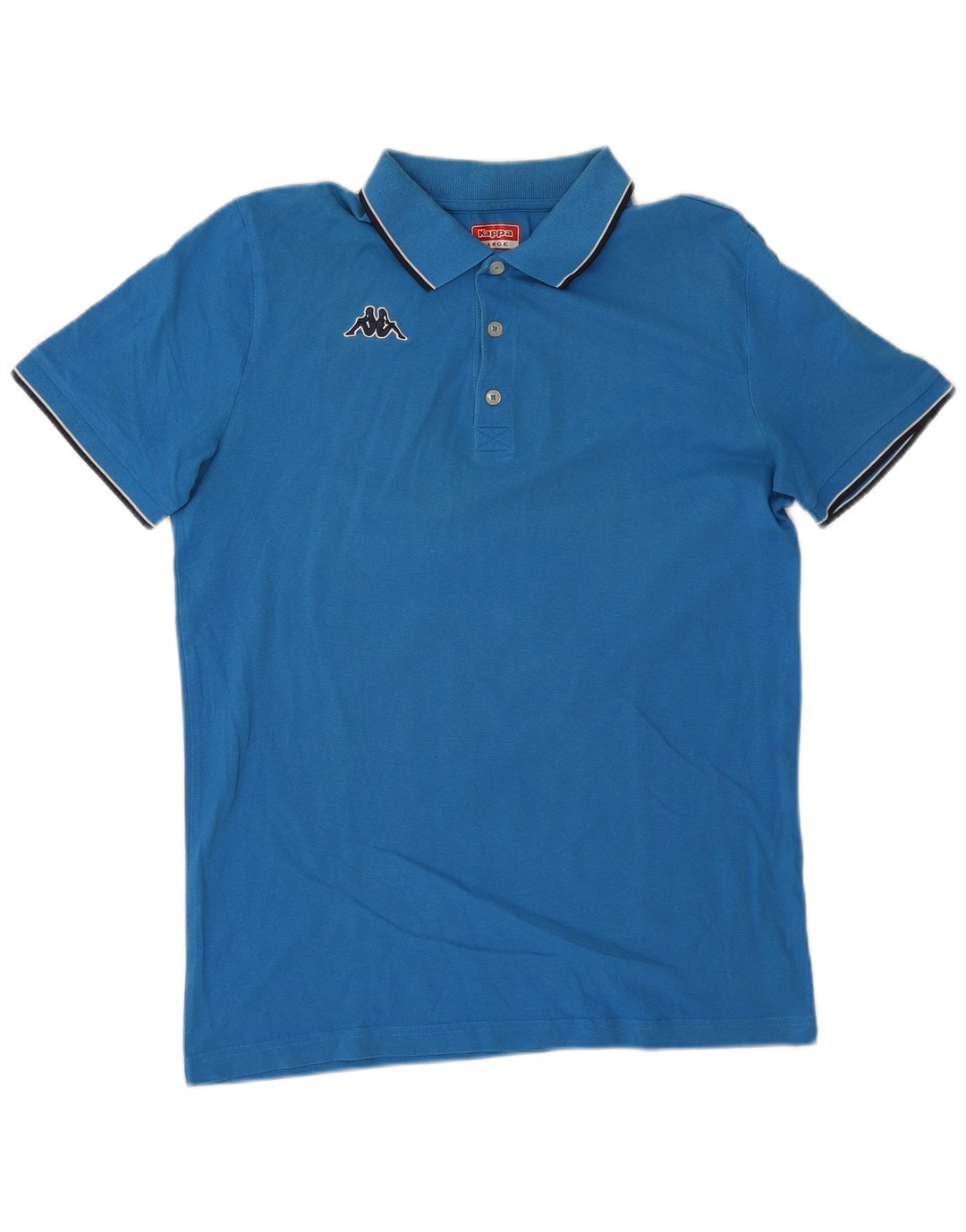 Kappa Mens Polo Shirt Large Blue Striped