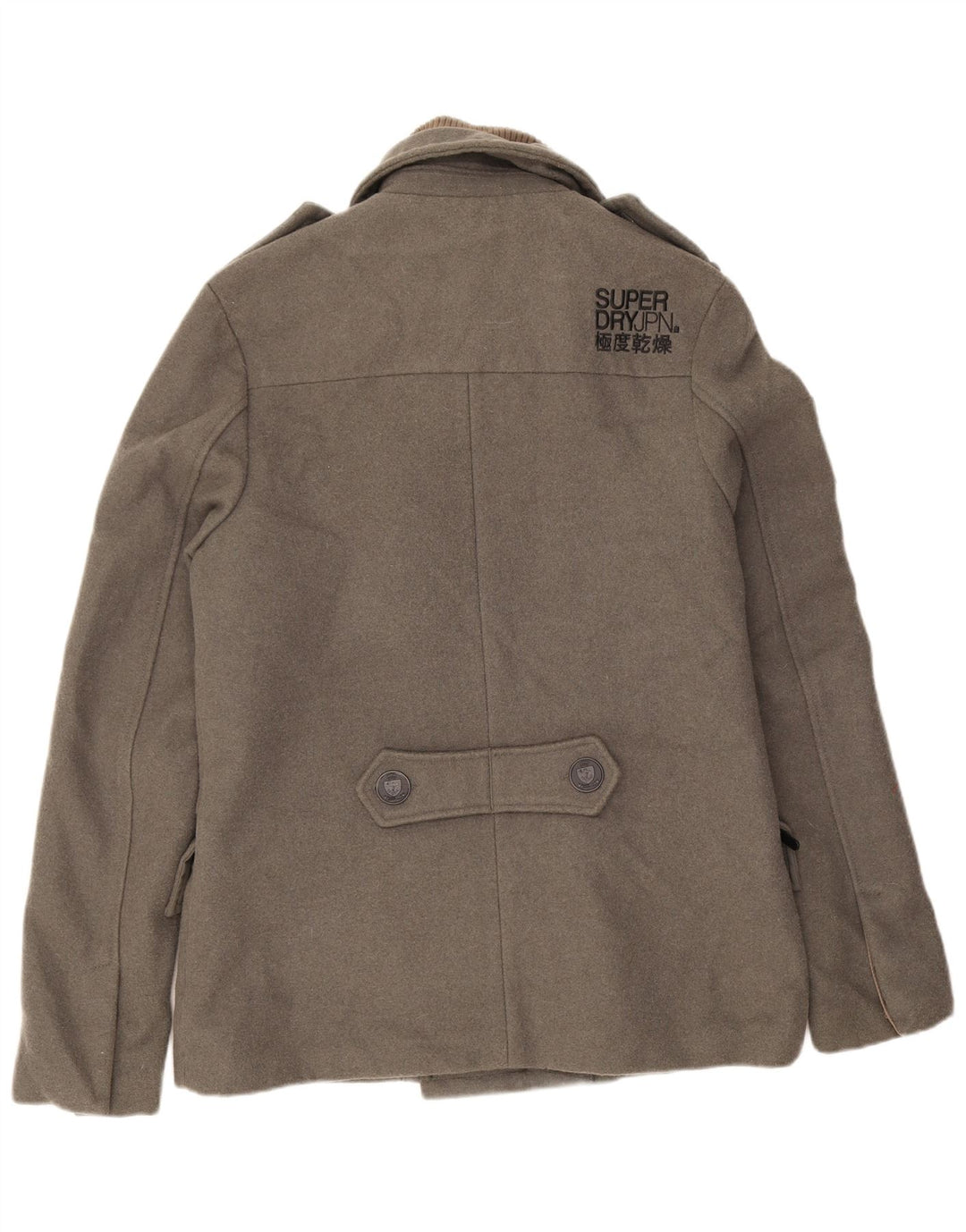 Superdry Mens Pea Coat UK 40 Large Grey Wool