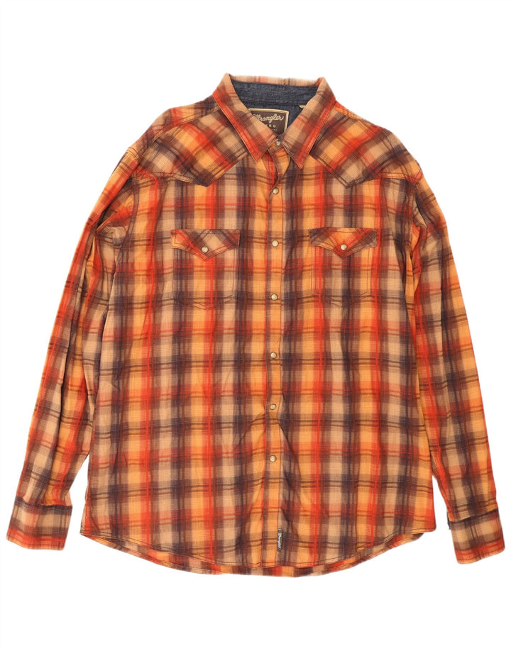 Wrangler Mens Retro Shirt 2XL Brown Check Cotton