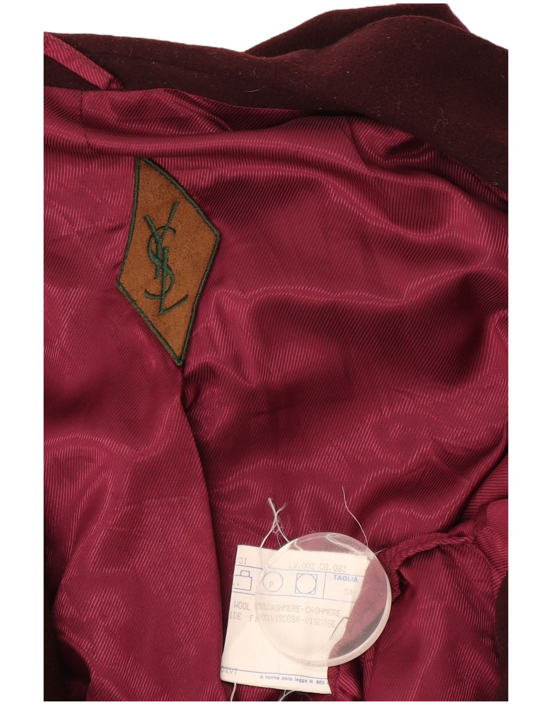 Yves Saint Laurent Mens 2 Button Blazer Jacket IT 54 2XL Burgundy Wool