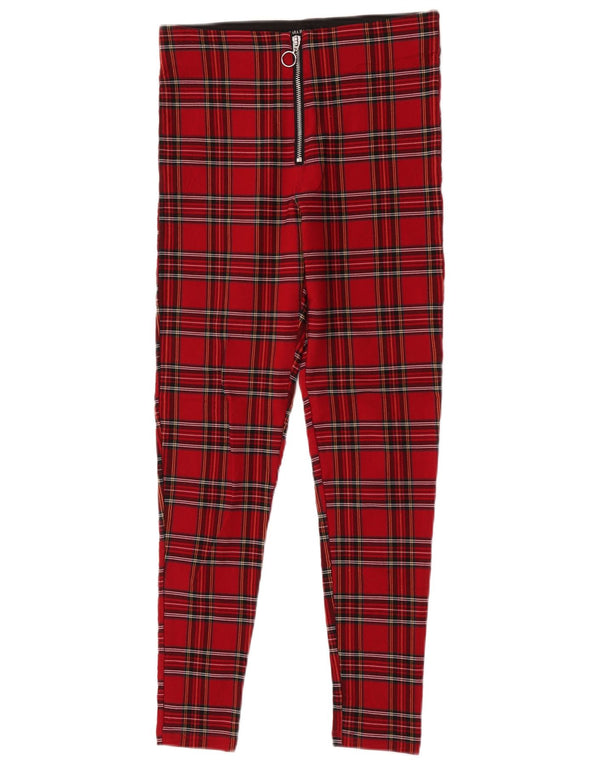 Zara Womens Skinny Casual Trousers Medium W28 L26 Red Plaid