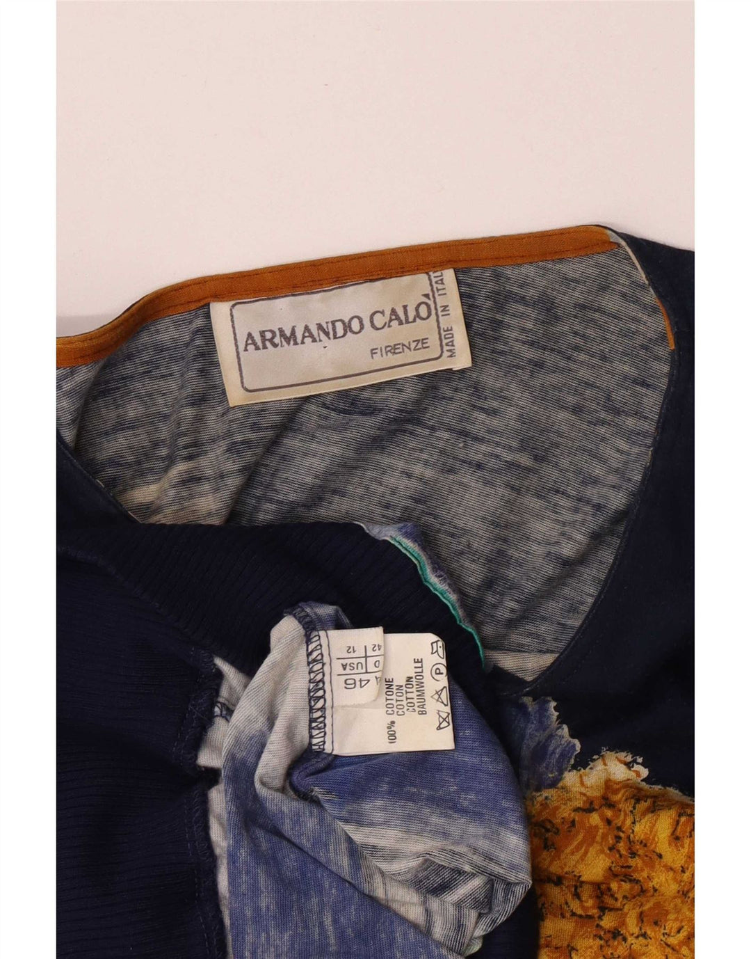 Armando Calo Womens Abstract Pattern Blouse Top IT 46 Large Navy Blue