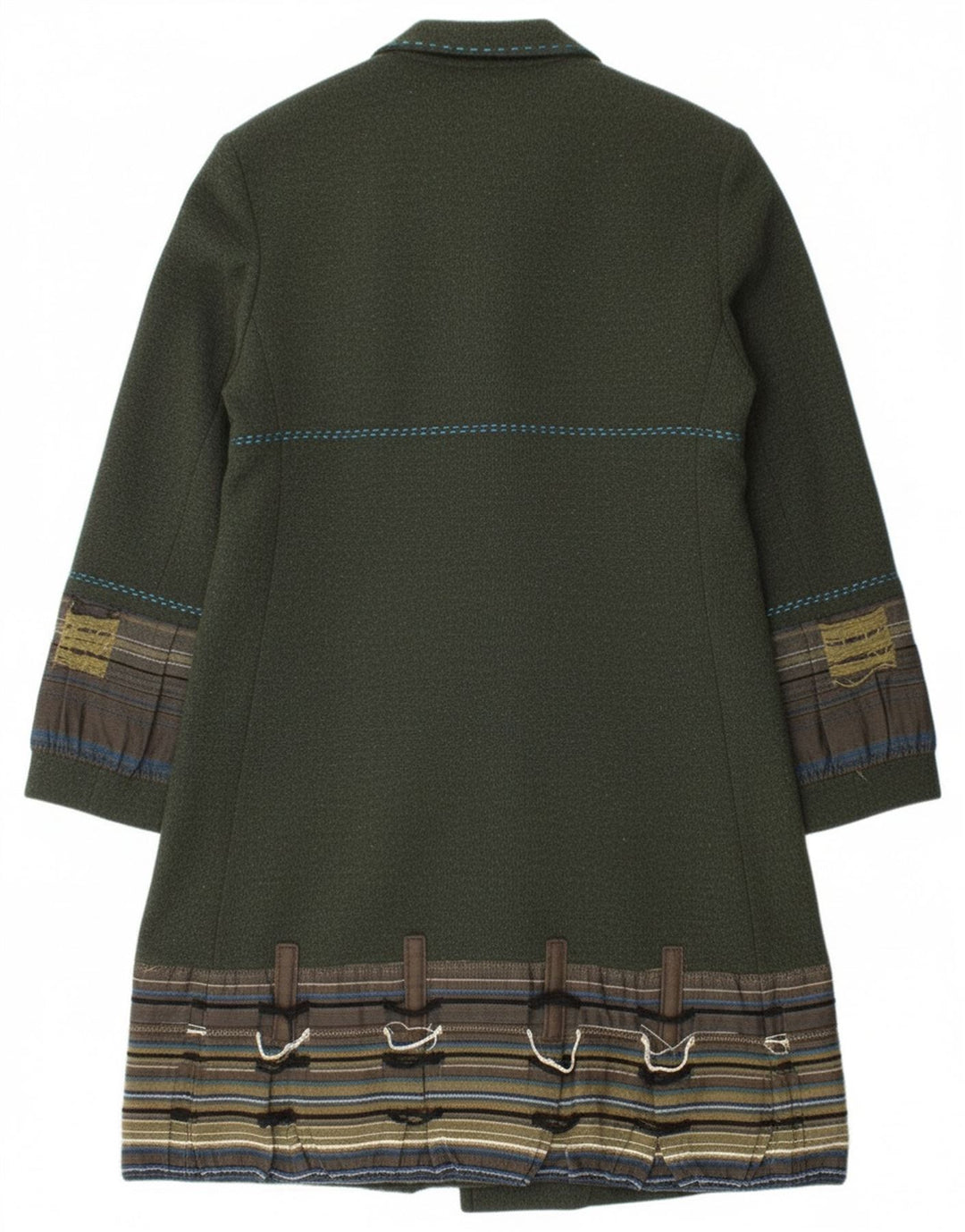 Vintage Womens Overcoat UK 14 Large Green Striped Acetate