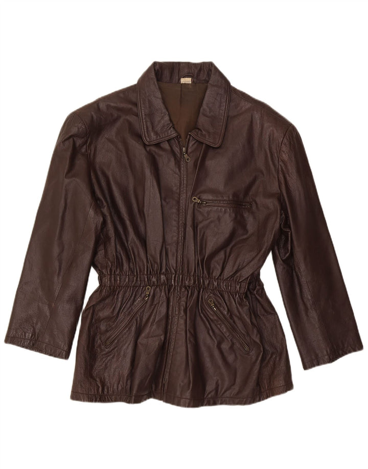 Vintage Womens Leather Jacket UK 20 2XL Brown
