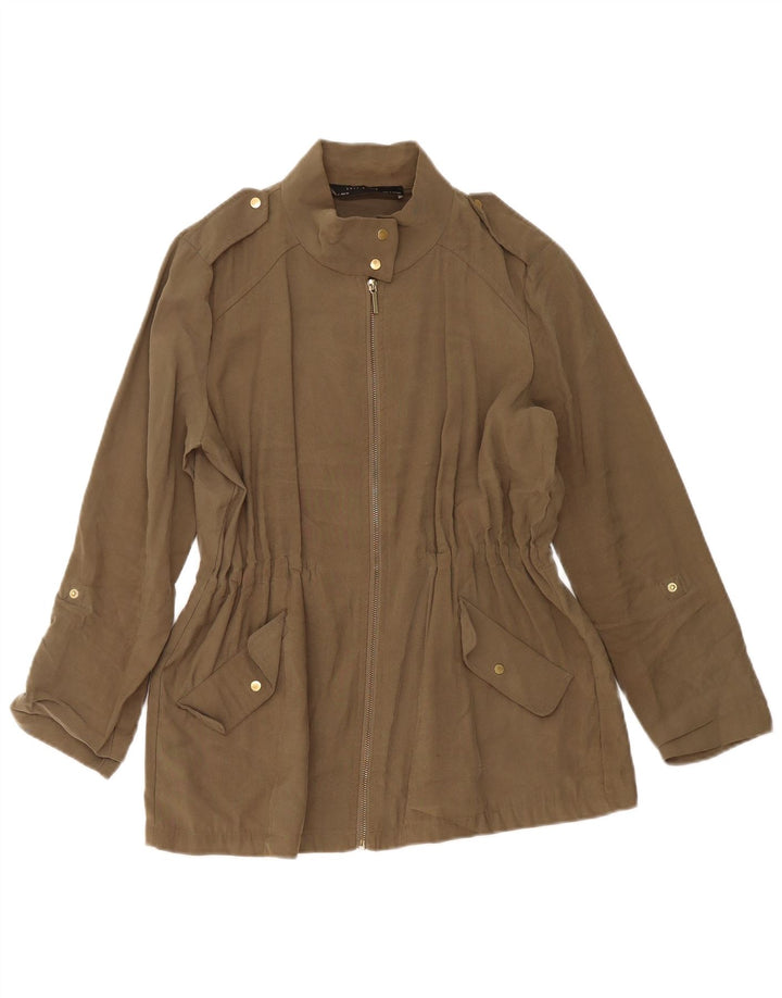 Zara Womens Military Jacket UK 14 Medium Khaki Viscose