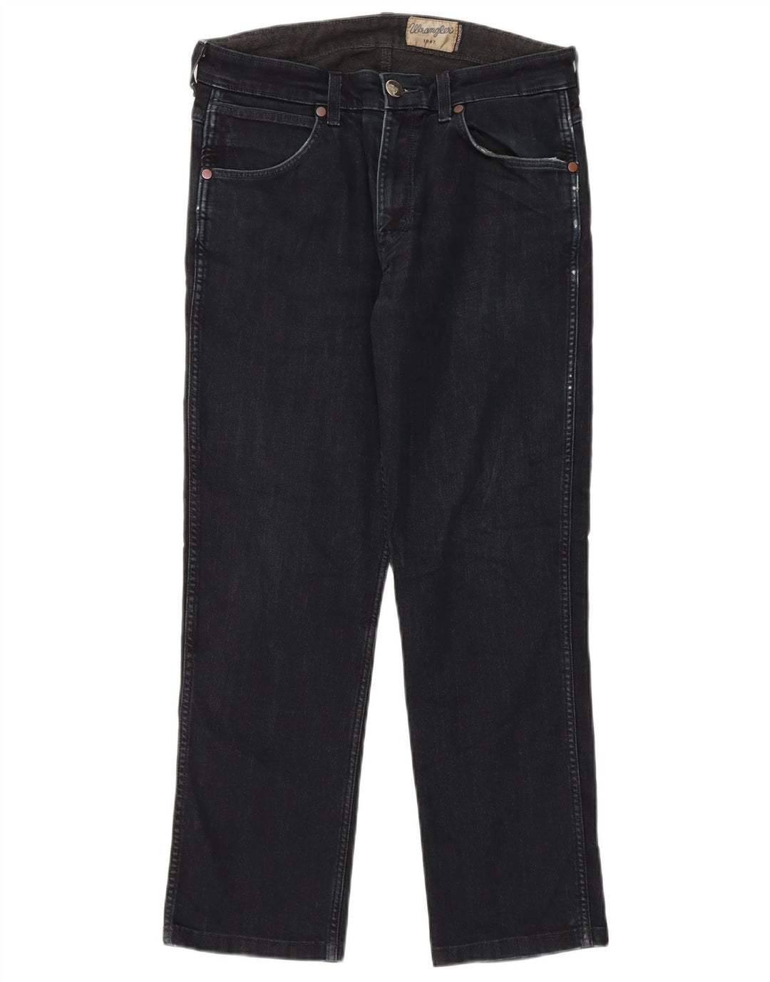 Wrangler Mens Straight Jeans W32 L28 Black Cotton