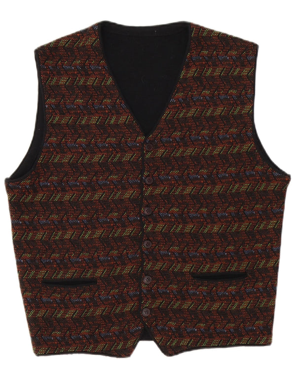 Vintage Mens Waistcoat Small Multicoloured Geometric