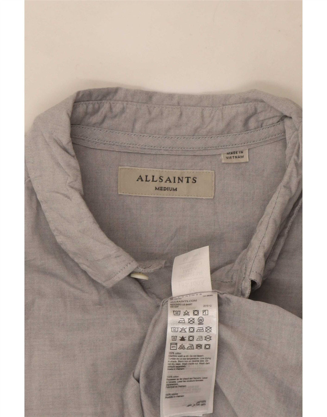 All Saints Mens Shirt Medium Grey Cotton