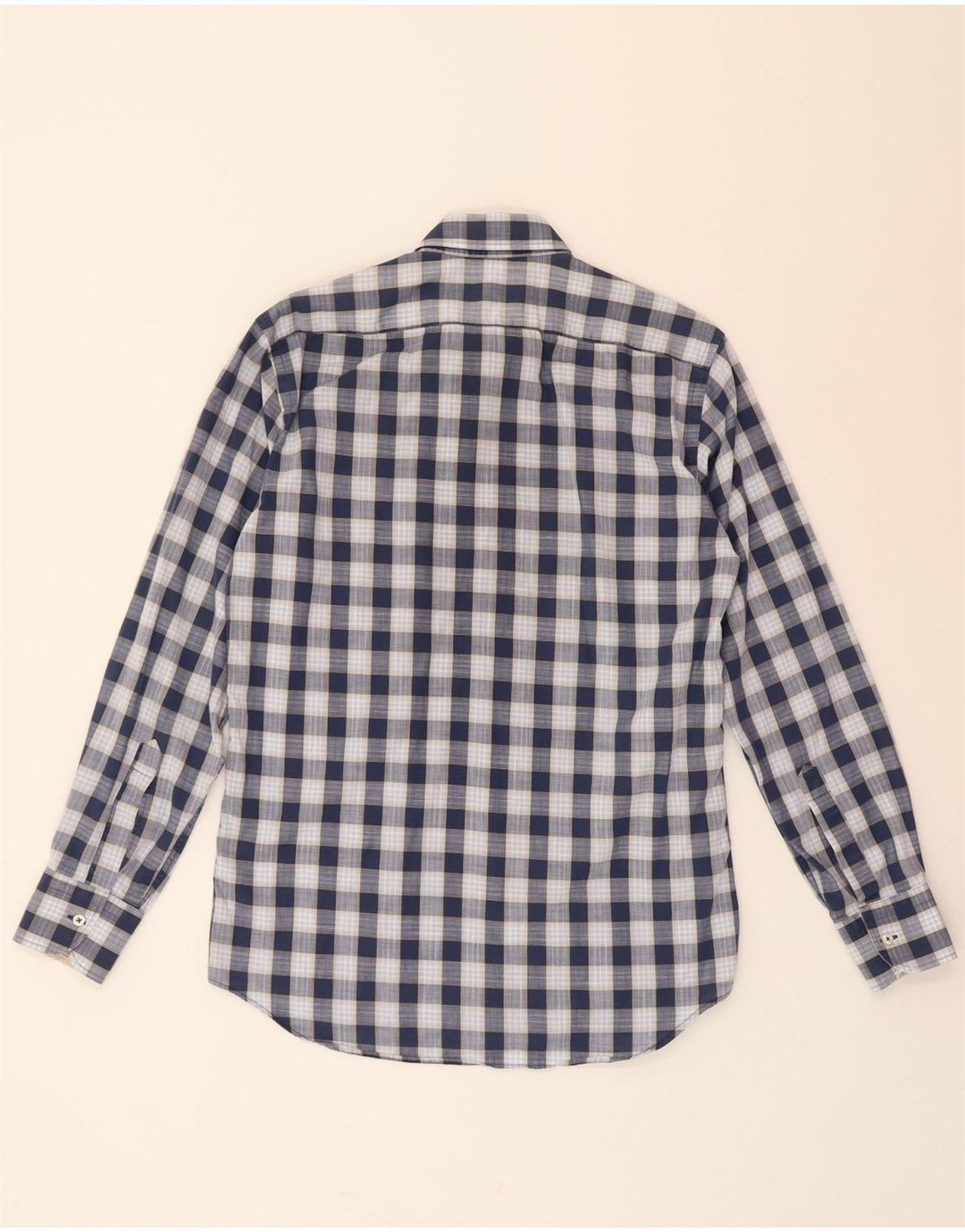 RENATO BALESTRA Mens Shirt Size 15 1/2 39 Medium Navy Blue Check Cotton Vintage Renato Balestra and Second-Hand Renato Balestra from Messina Hembry 