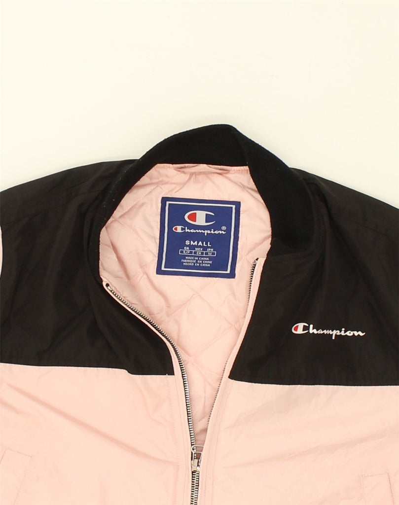 CHAMPION Mens Bomber Jacket UK 36 Small Pink Colourblock Polyester | Vintage Champion | Thrift | Second-Hand Champion | Used Clothing | Messina Hembry 