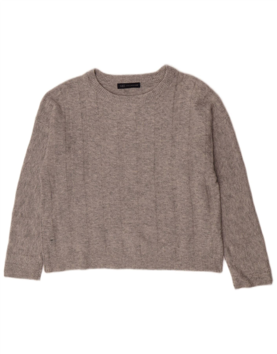 Marks & Spencer Womens Oversized Boat Neck Jumper Sweater UK 10 Small Grey