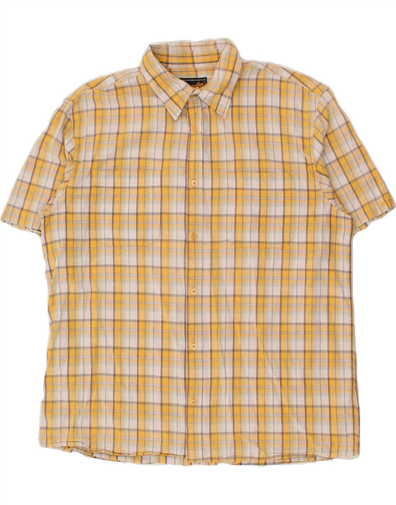 WRANGLER Mens Short Sleeve Shirt XL Yellow Check Cotton | Vintage Wrangler | Thrift | Second-Hand Wrangler | Used Clothing | Messina Hembry 