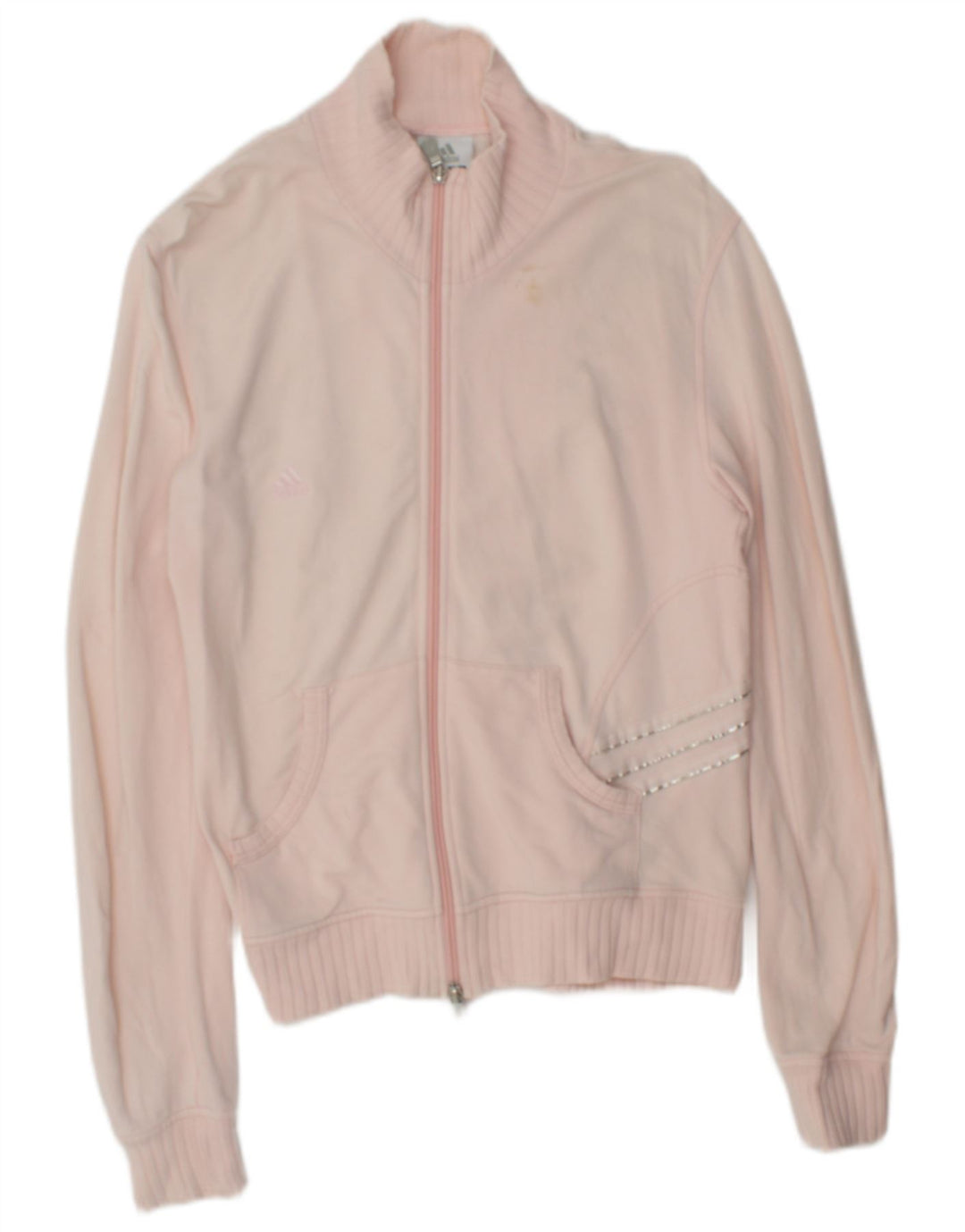 Adidas Womens Tracksuit Top Jacket UK 14 Medium Pink Cotton