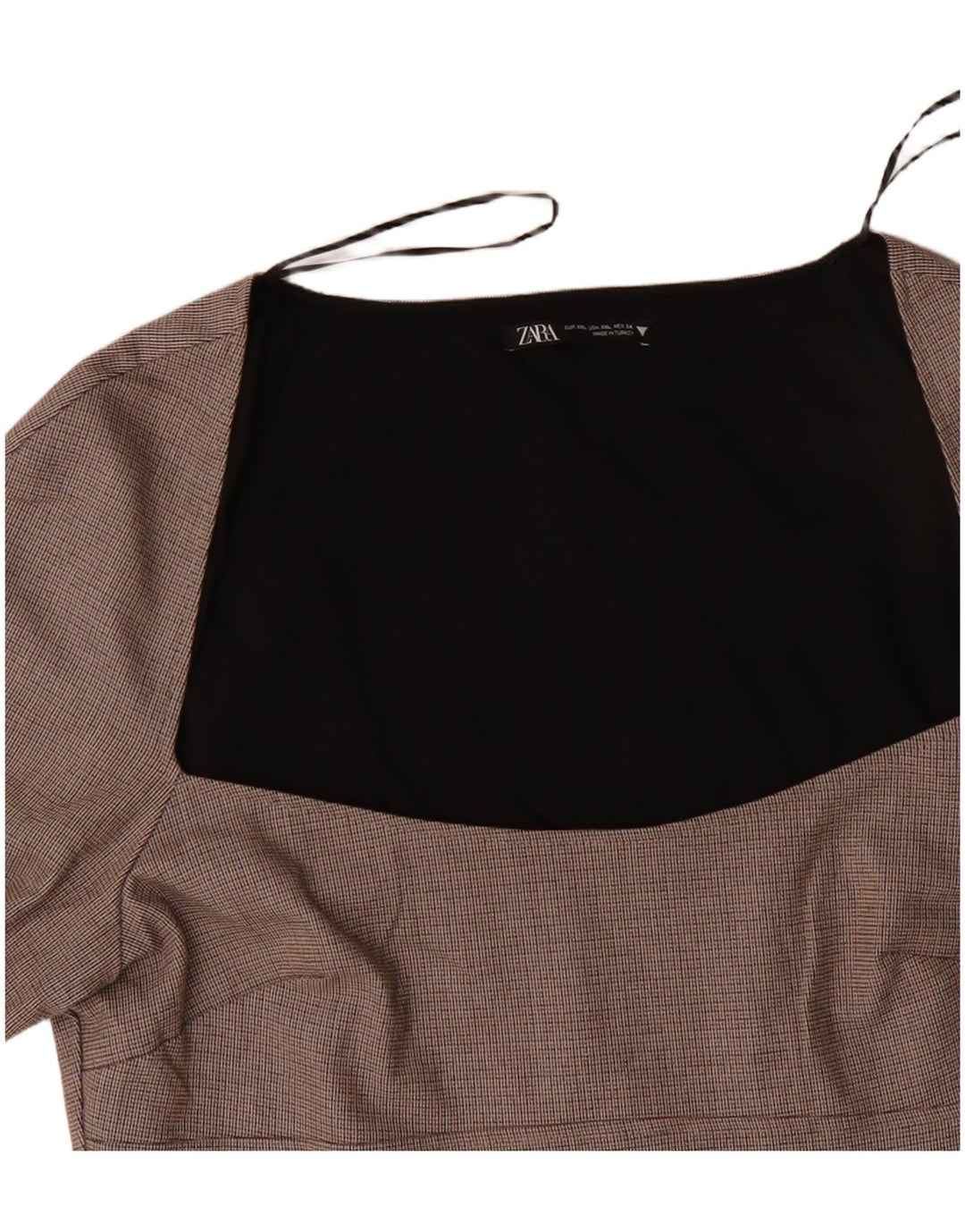 ZARA Womens Long Sleeve Sheath Dress UK 20 2XL Beige Check Polyester