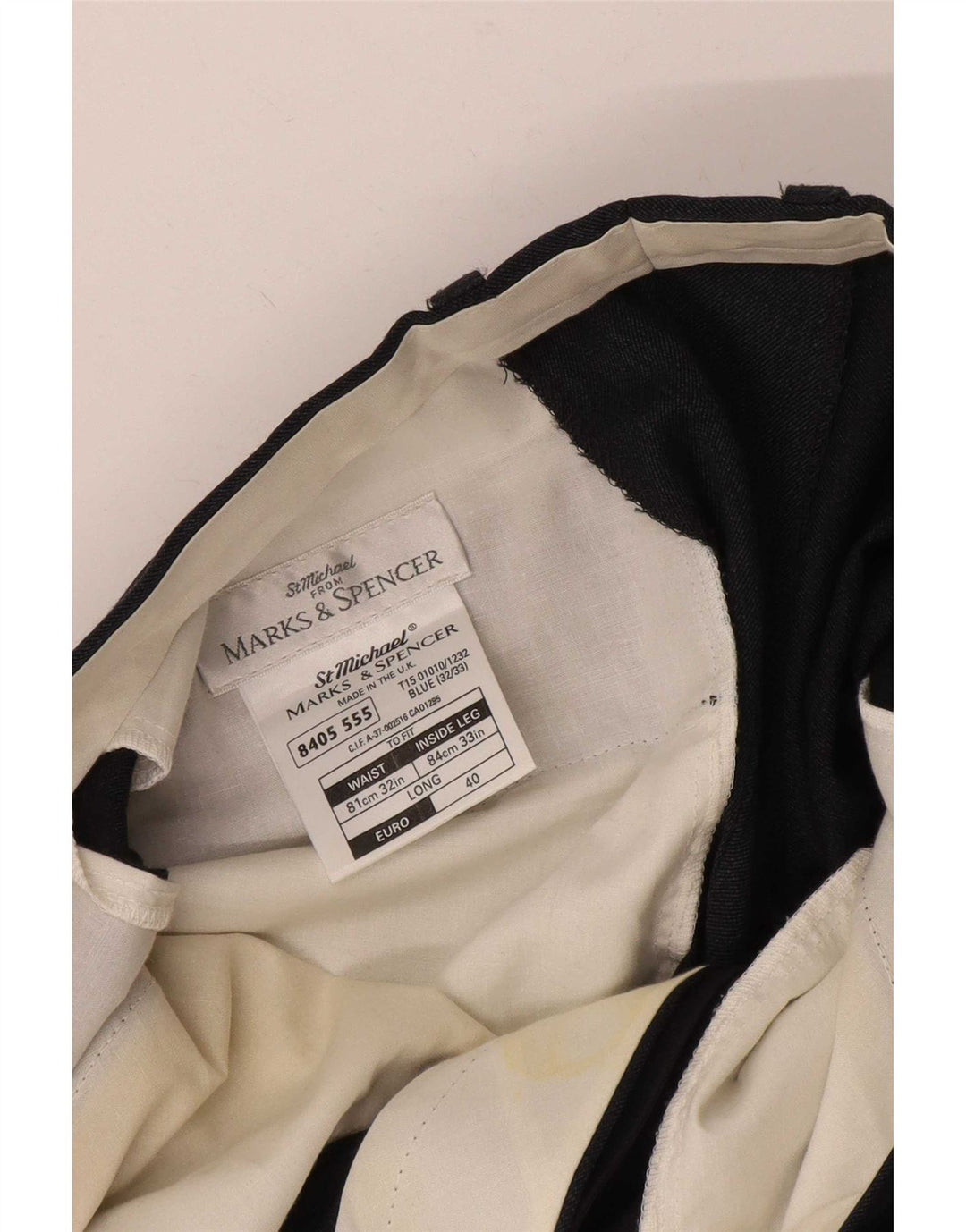 Marks & Spencer Mens St. Michael Straight Suit Trousers W32 L33 Navy Blue