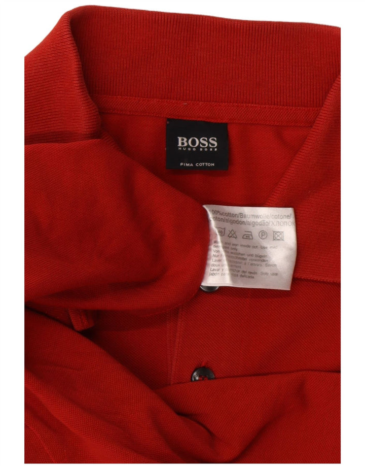 HUGO BOSS Mens Polo Shirt Large Red Cotton