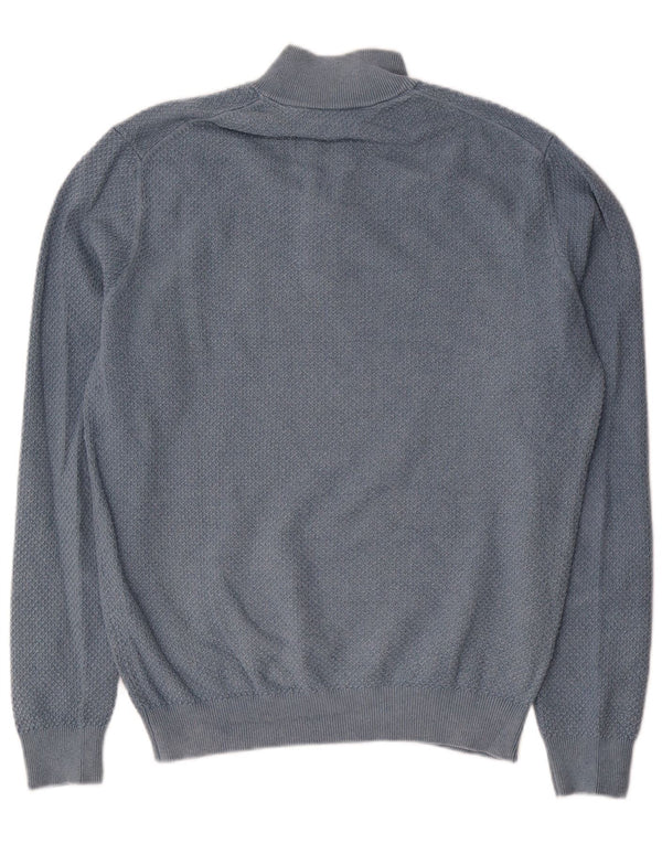 Massimo Dutti Mens Zip Neck Jumper Sweater Large Blue Cotton