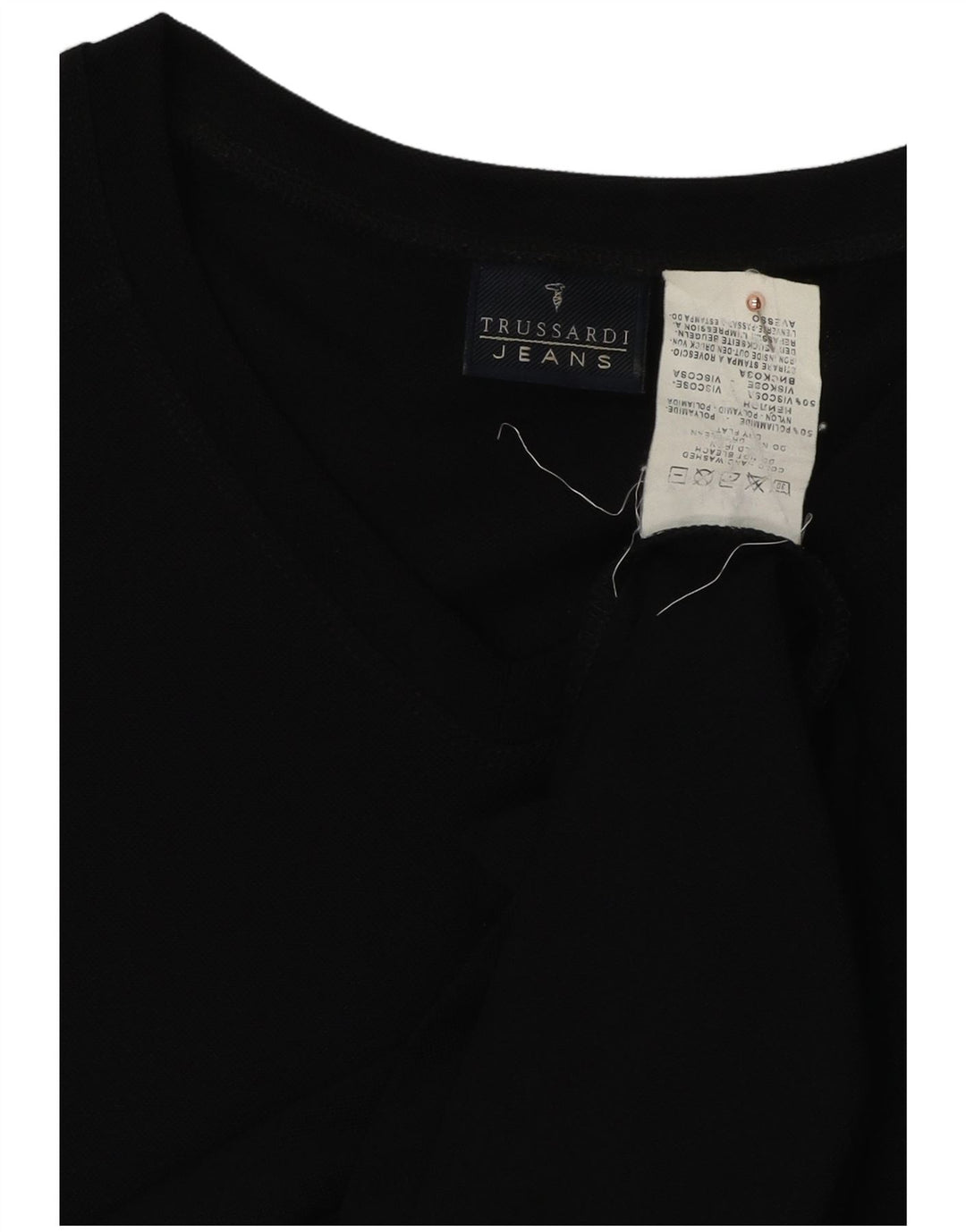 TRUSSARDI JEANS Mens T-Shirt Top Large Black Polyamide