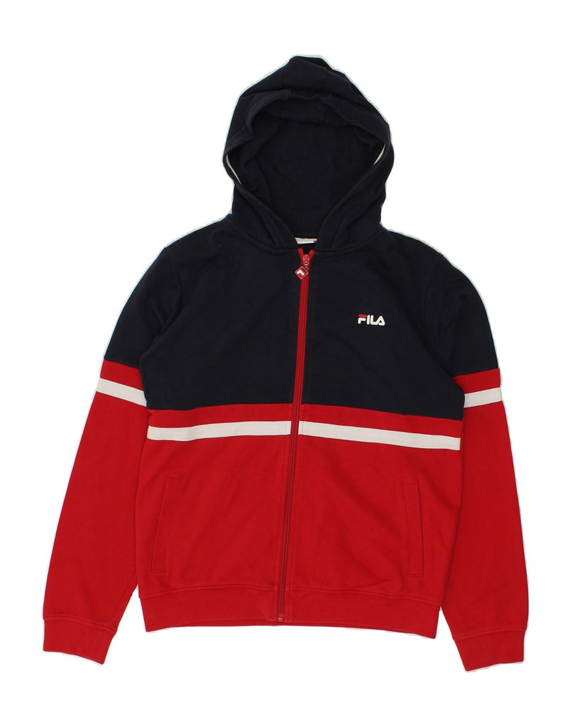 FILA Boys Zip Hoodie Sweater 13-14 Years Red Colourblock Cotton | Vintage Fila | Thrift | Second-Hand Fila | Used Clothing | Messina Hembry 