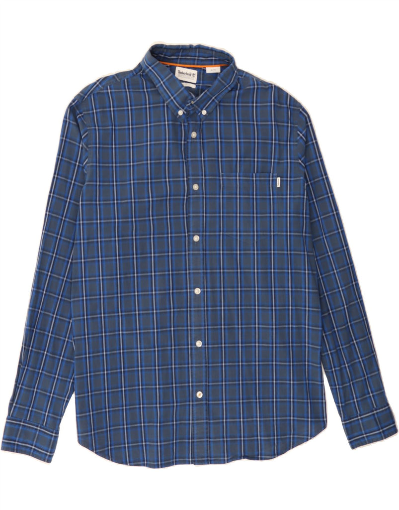 TIMBERLAND Mens Regular Fit Shirt XL Navy Blue Check Vintage Timberland and Second-Hand Timberland from Messina Hembry 