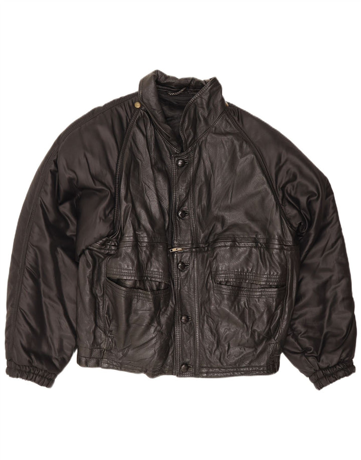 Pollini Mens Leather Jacket UK 40 Large Black